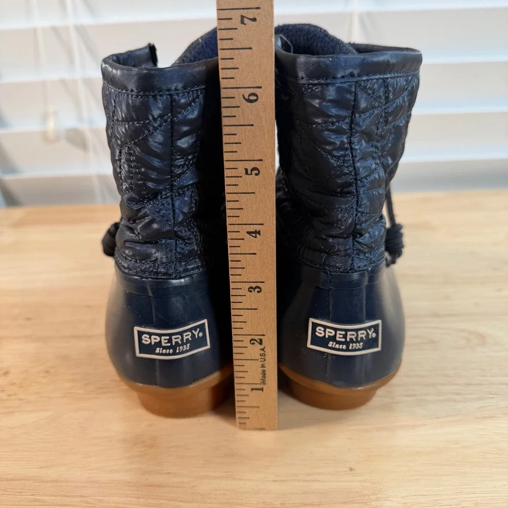 Sperry Saltwater Quilted Rain Boots Women's Navy Blue Round Toe Waterproof - 8M